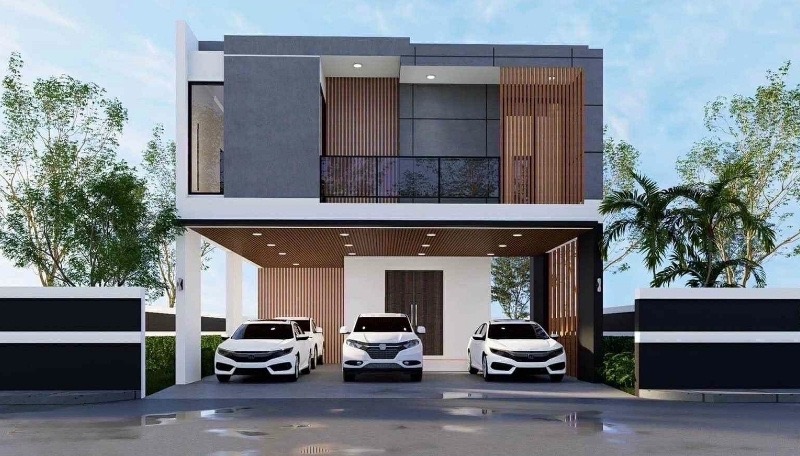 บ้านลักชัวรี่สองชั้น โรงรถสามคัน